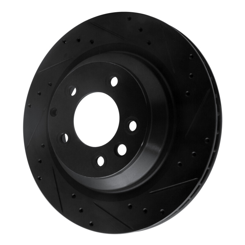Porsche Cayenne Brake Rotor (1) - Rear Right - R1 Concepts - Drilled & Slotted - Black - `05-`18